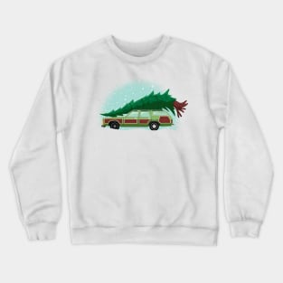 Christmas vacation station wagon with tree Crewneck Sweatshirt